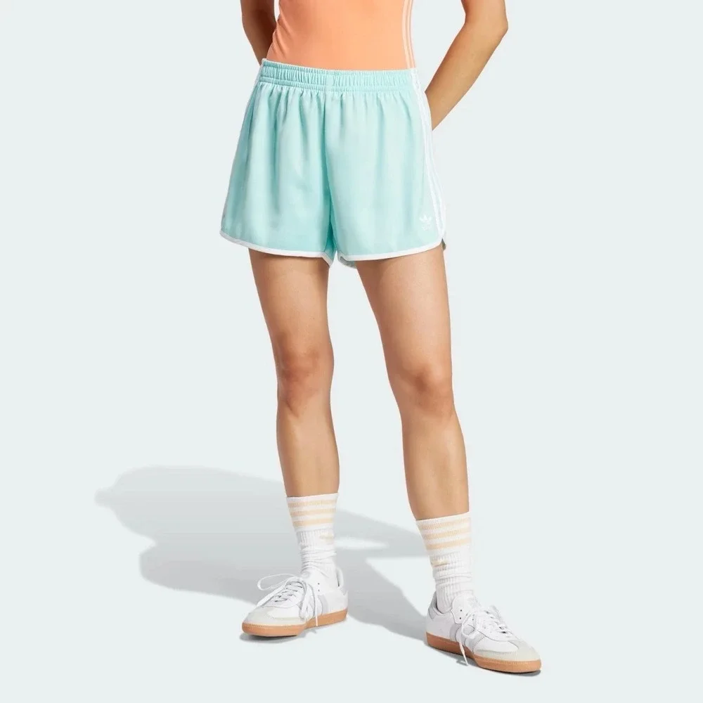 Adidas Originals 3 Stripes Sprinter Shorts Womens Small Semi Flash Aqua JD3123